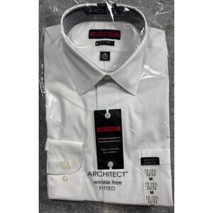 New Architect Fitted Stretch White Dress Shirt Mens Medium 15-15 1/2